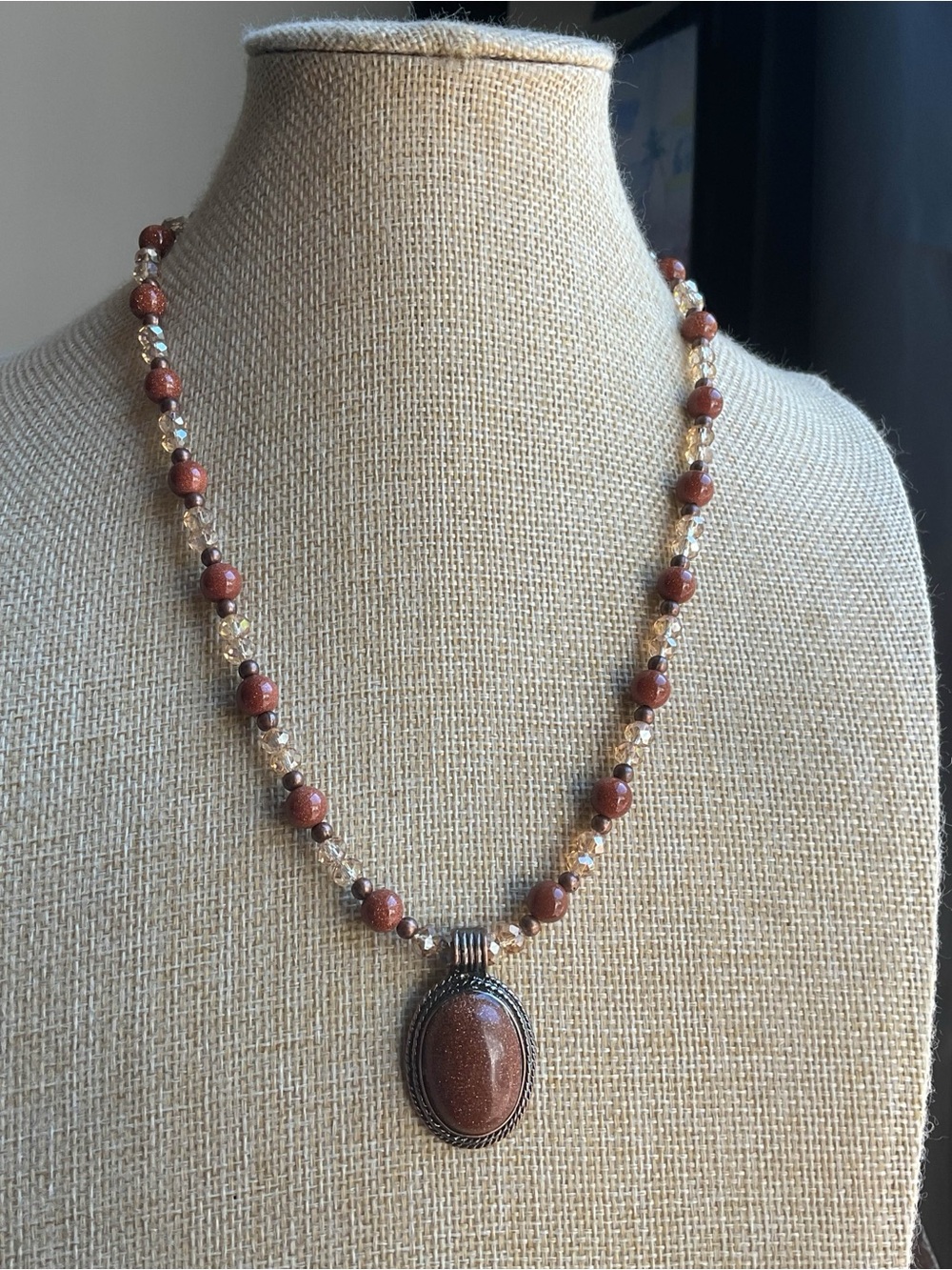 Artisan Made Sunsatara and Crystal Necklace and Bracelet Set